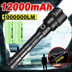 Nuevo Linternas láser blancas de 12000mAh 1000000 Linterna ultrapotente LM con zoom, linterna recargable por USB, antorcha para acampar al aire libre