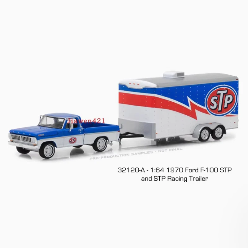 GreenLight 1:64 1970 Ford F-100 With Enclosed Car Trailer Alloy Car Model Holiday Gifts Toys