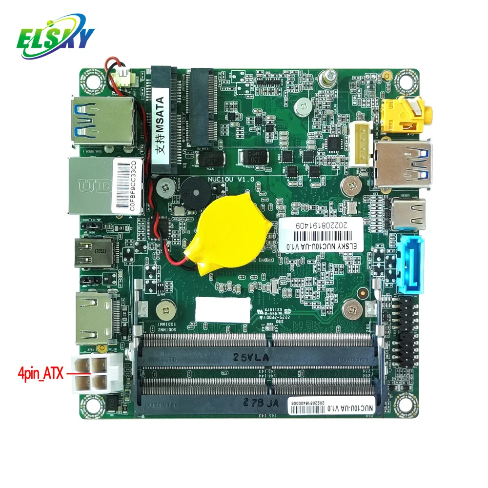 ELSKY NUC Mini Pc Motherboard NUC10U with Processor Comet Lake 10th Gen Core I7 10510U DDR4 Max 64GB RAM M.2_2230 WIFI