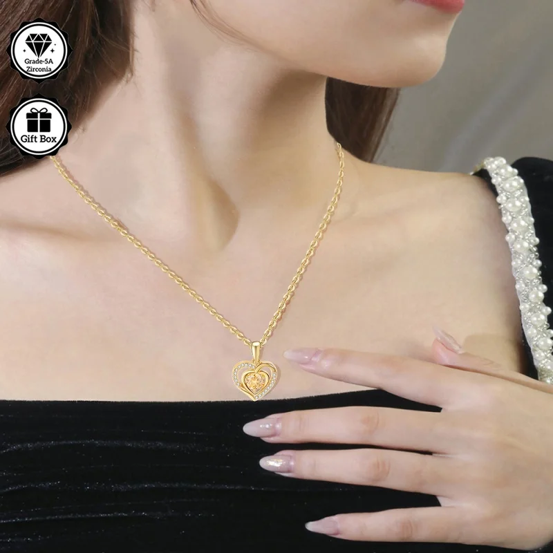 

LAMVOICE S925 sterling silver necklace, Jewelry for women, christmas gift, high quality gift, 0.5 carat zirconia necklace