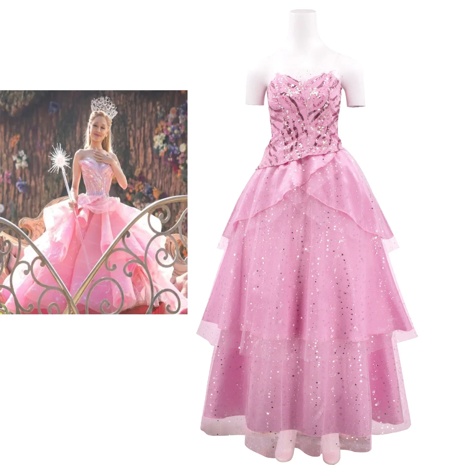 فستان تنكري من فيلم Wicked Glinda مكون من قطعتين فستان الأميرة لحفلات الهالوين كرنفال فستان الأميرة