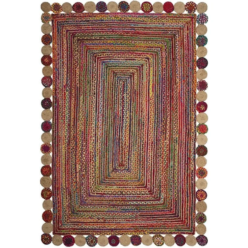 Rug Jute & Cotton Reversible Handmade Floor Carpet Modern Living Runner Area Rug