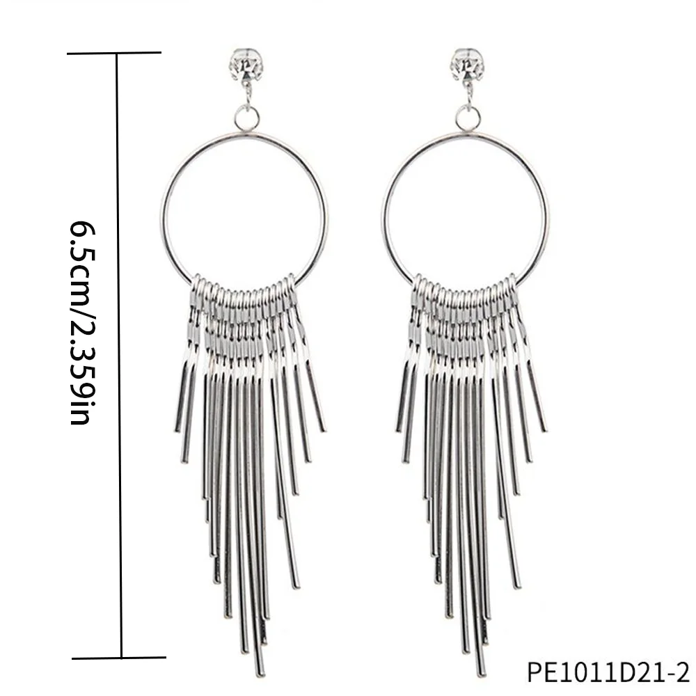 PESENAR 1920年代スタイル シルバートーン フープ フリンジ イヤリング フラッパーコスチュームやヴィンテージギャツビー アクセサリー用