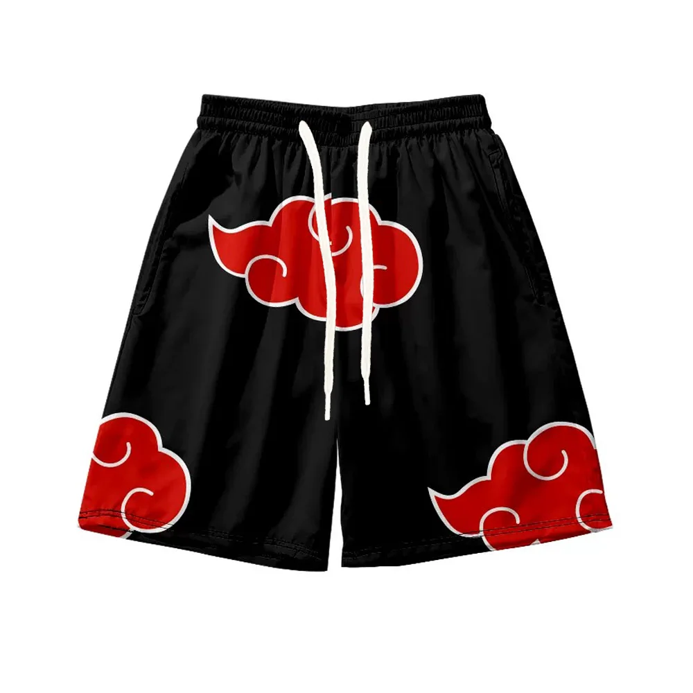 Anime Naruto Cloud 3D Print Shorts Men Beach Casual Shorts Manga 3D Print Mesh Sports Short Pants Boys Summer Loose Board Short