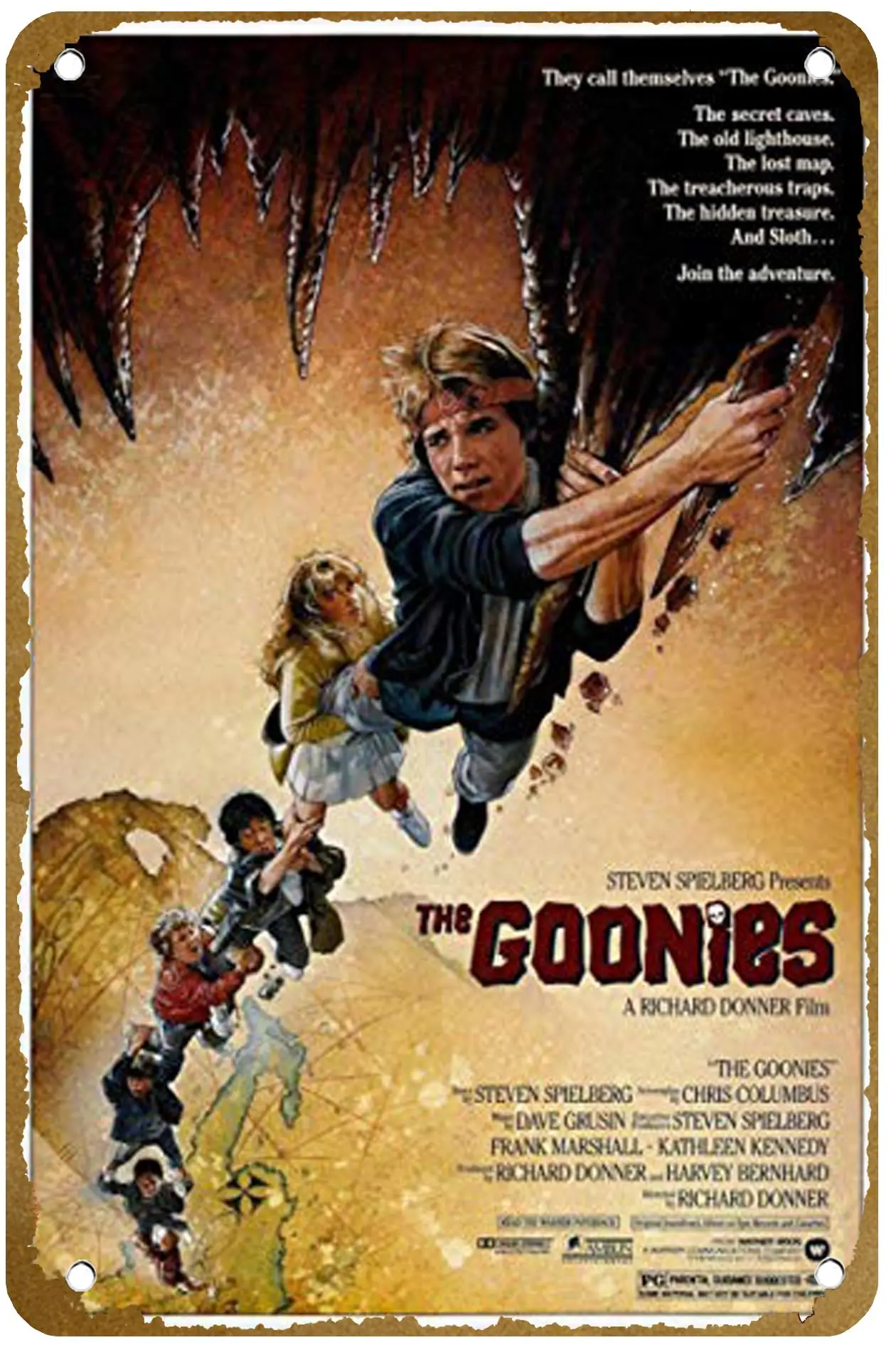 The Goonies Poster Vintage Metal Tin sign Logo Family Club Bar Cafe Bedroom Art Wall Decoration Gift 8x12 inches