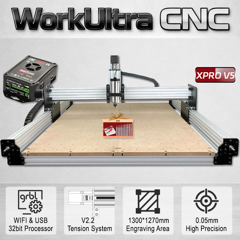

BulkMan3D WorkUltra V2.2 4-Axis CNC Router Machine Full Kit xPRO V5 GRBL Control Precise Engraver for Wood Metal Acrylic Cutting