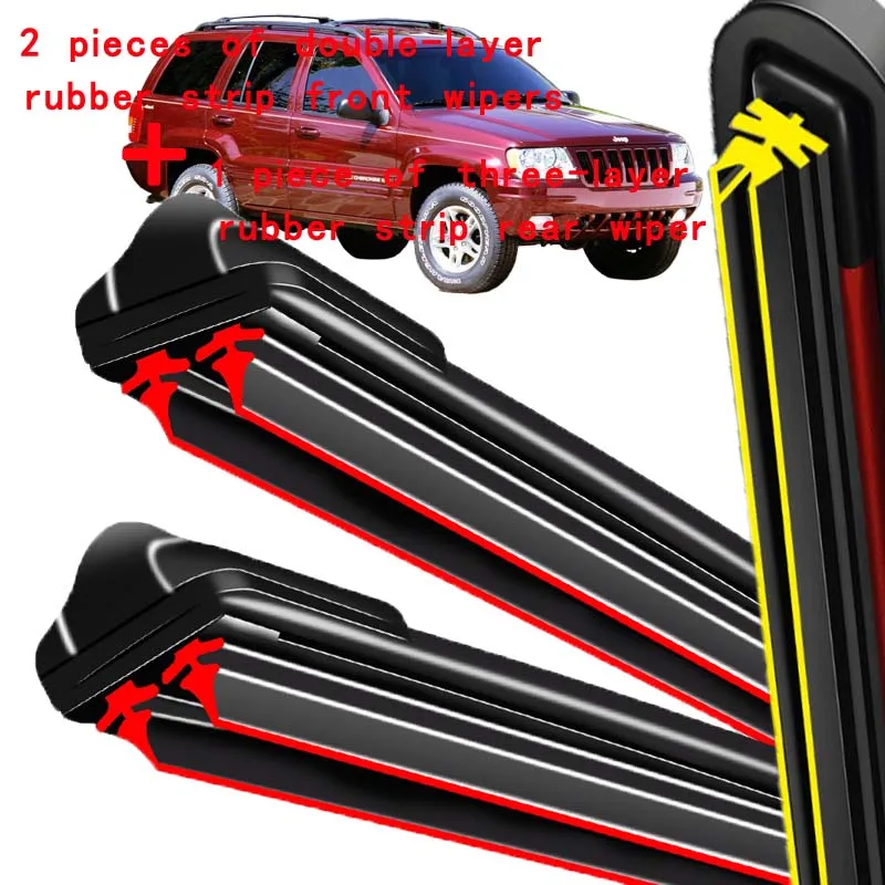 

For Jeep Grand Cherokee WJ 1999-2004 2000 2001 Wiper Front & Rear Wiper Blades Windshield Windscreen Window Brushes 21"+21"+11"