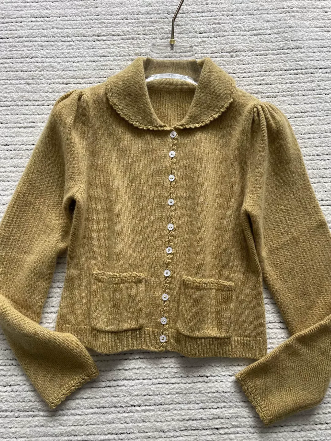 Women's Cashmere Wool Fashion Sweater Turn-down Collar Long Sleeve Single Breasted Solid Color Casual Female Knitted Cardigan