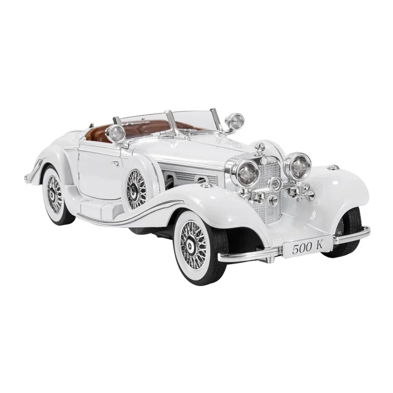 500K Vintage Car Model with Sound and Light Simulation 1:18 Benz Collection Miniature Voiture Children Boy Diecast Toy Vehicle