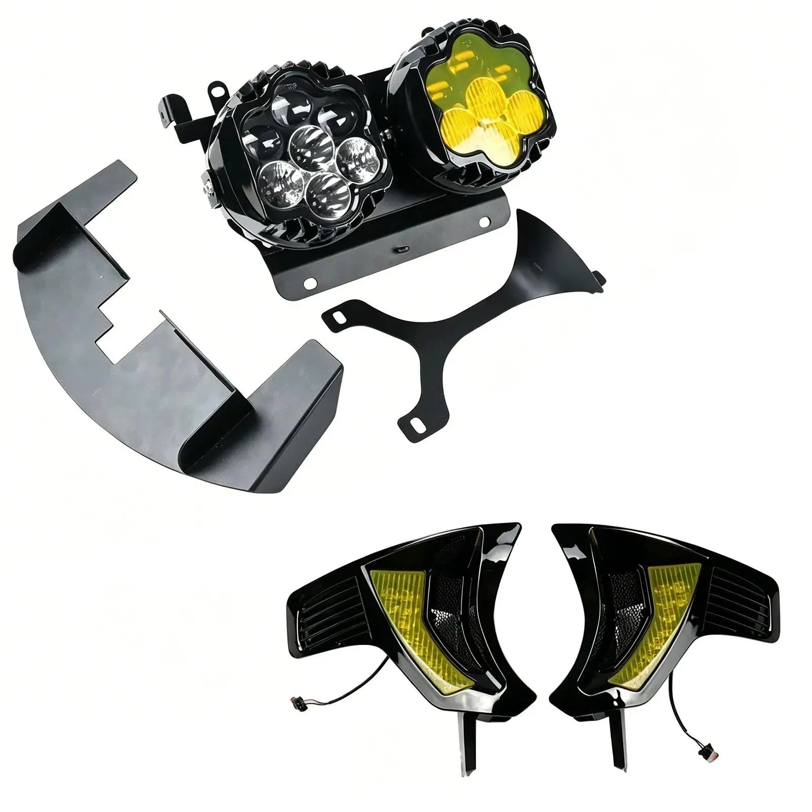 Motorcycle Headlight Assembly High-Performance Motorcycle Headlight with Mounting Brackets Universal Fit Black