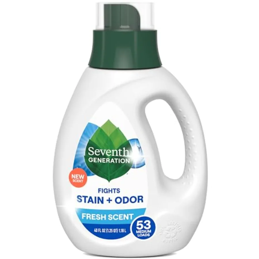 

Seventh Generation Laundry Detergent, 40 oz 53 loads,Fresh Scent, Fights Stains Odor, Concentrated Formula, Scent Made From 100