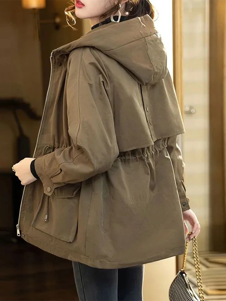 Fashionable Thickened Cotton Jacket Women's Versatile Mid-Length Fleece-Lined Parka Coat Korean Style Loose Fit Zipper Closure