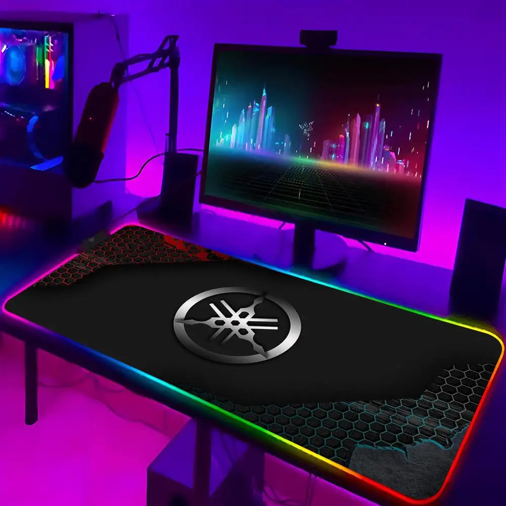 Y-Yamahas Mouse Pad Xxl Laptop Mat Gaming Couple Rgb Mousepad Backlit Keyboard Gamer Girl Table Pads Deskpad