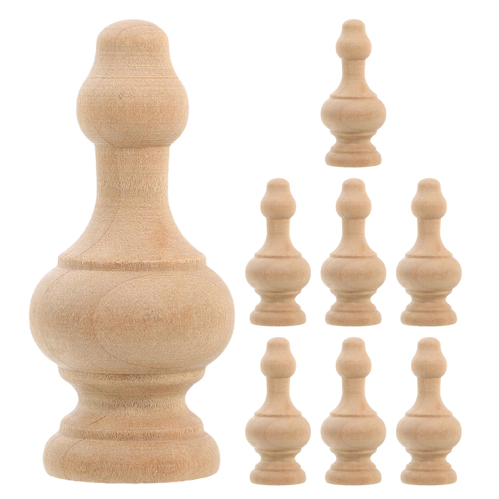 8Pcs Natural Wood Finials 2.55 Inch Unfinished Decorative Staircase Drapery Curtain Rod Ends Wooden Post Tops for Bed Posts