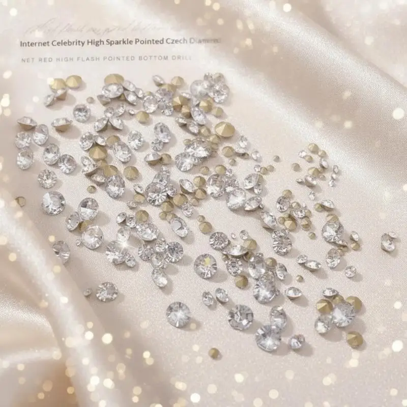 Pointed Back Glass Rhinestones 1440Pcs Glossy High Shine for Wedding Dress Embellishment DIY Crafts Nail Art