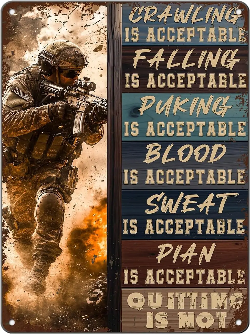 Y1,U.S Army Veterans Metal Tin Sign Military Enthusiasts And Soldiers Quitting Is Not Aluminium 16x12 Inch Memorial Day