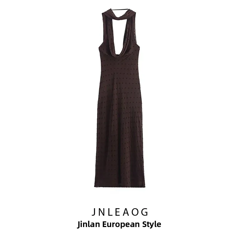 Automne nouveau Sle longue écharpe à pois Dr décontracté H Version Polyester tissu t-shirt quart Sve femmes Faion Design