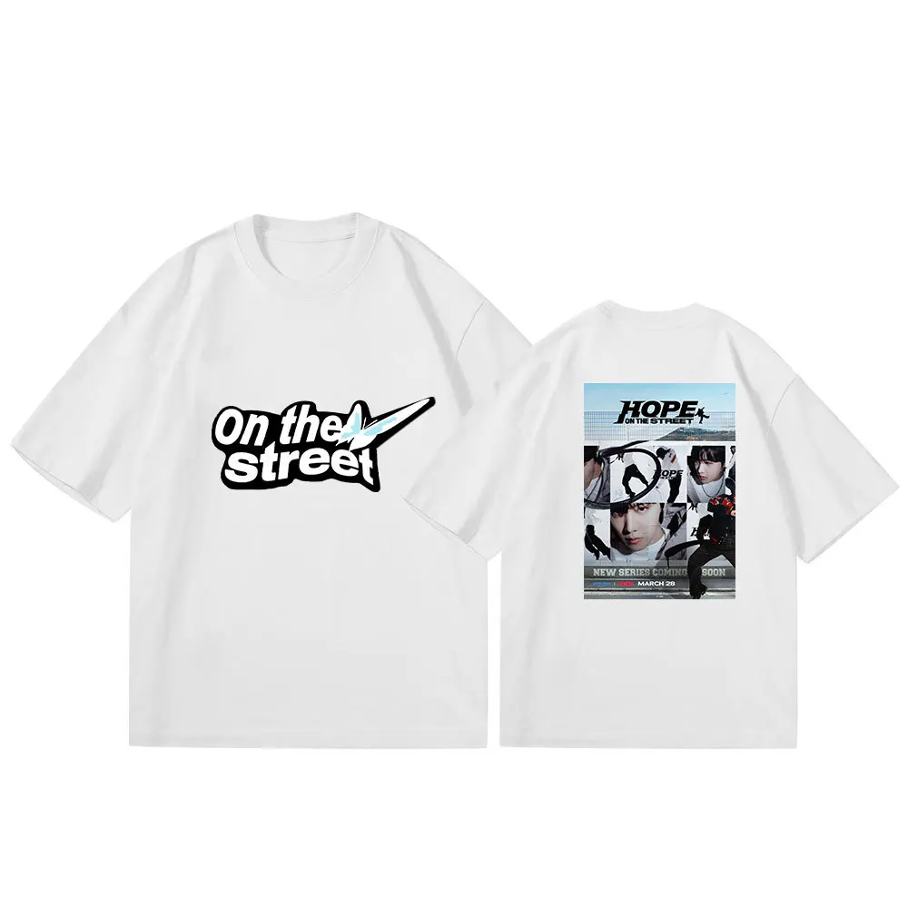 Kpop J-Hope On The Street Men's/Women's Short Sleeve Cotton T-Shirt Casual Fashion Trend Unisex Streetwear Tops