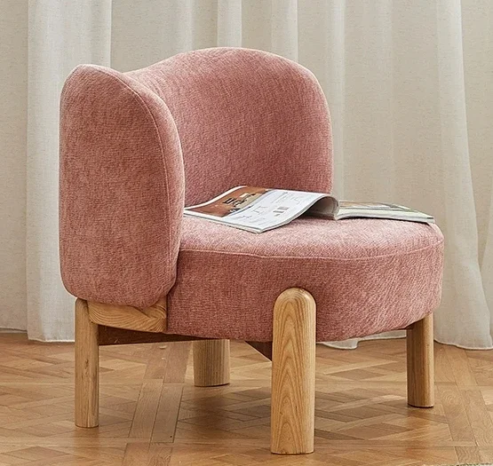 

-Couch Sofa Modern Minimalist Solid Wood Chair Nordic Small Apartment Living Room Light Luxury Single Sofa