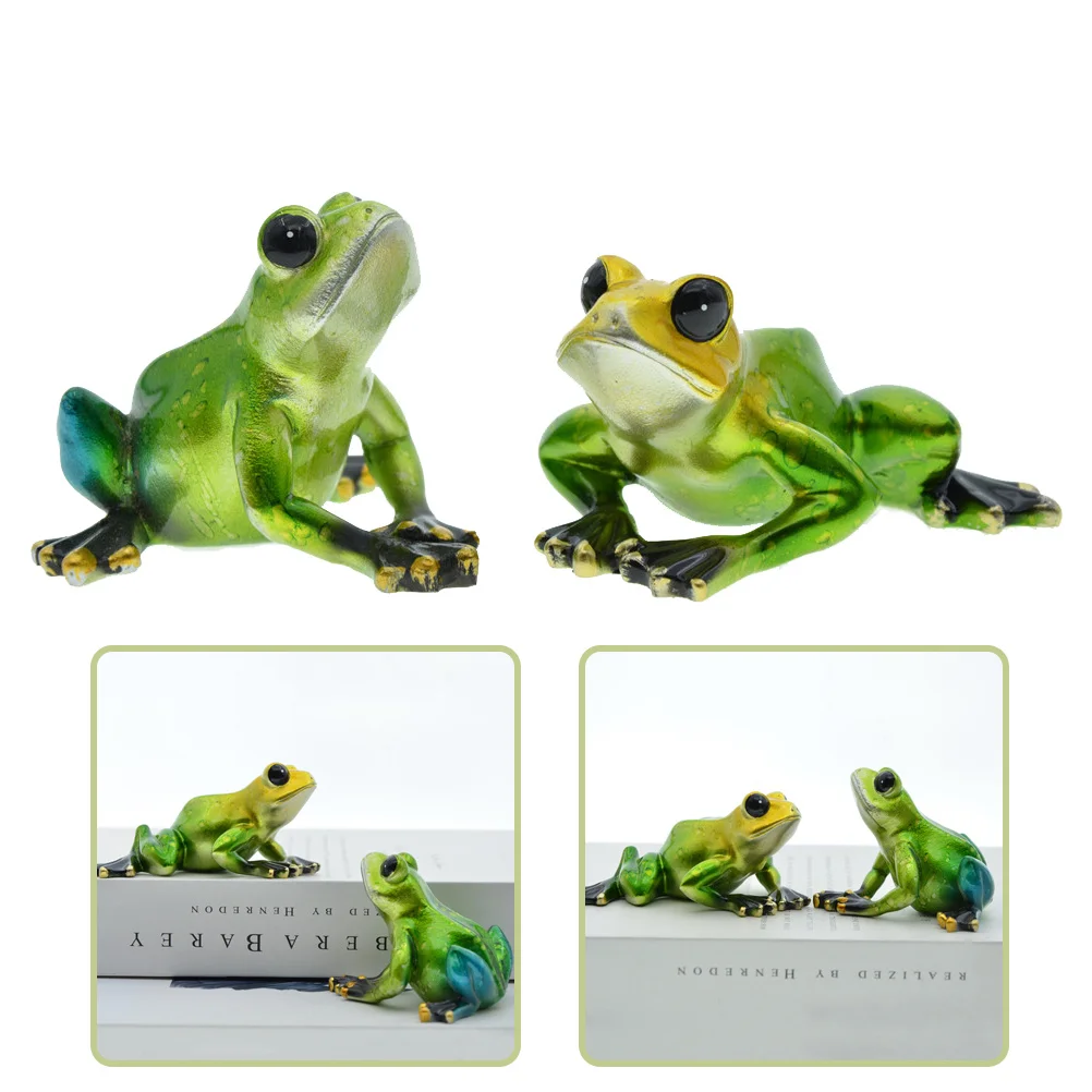 

1Pair Frog Decoration Resin Statue Garden Sculpture Durable Outdoor Yard Balcony Bonsai Adornment Garden Decoration