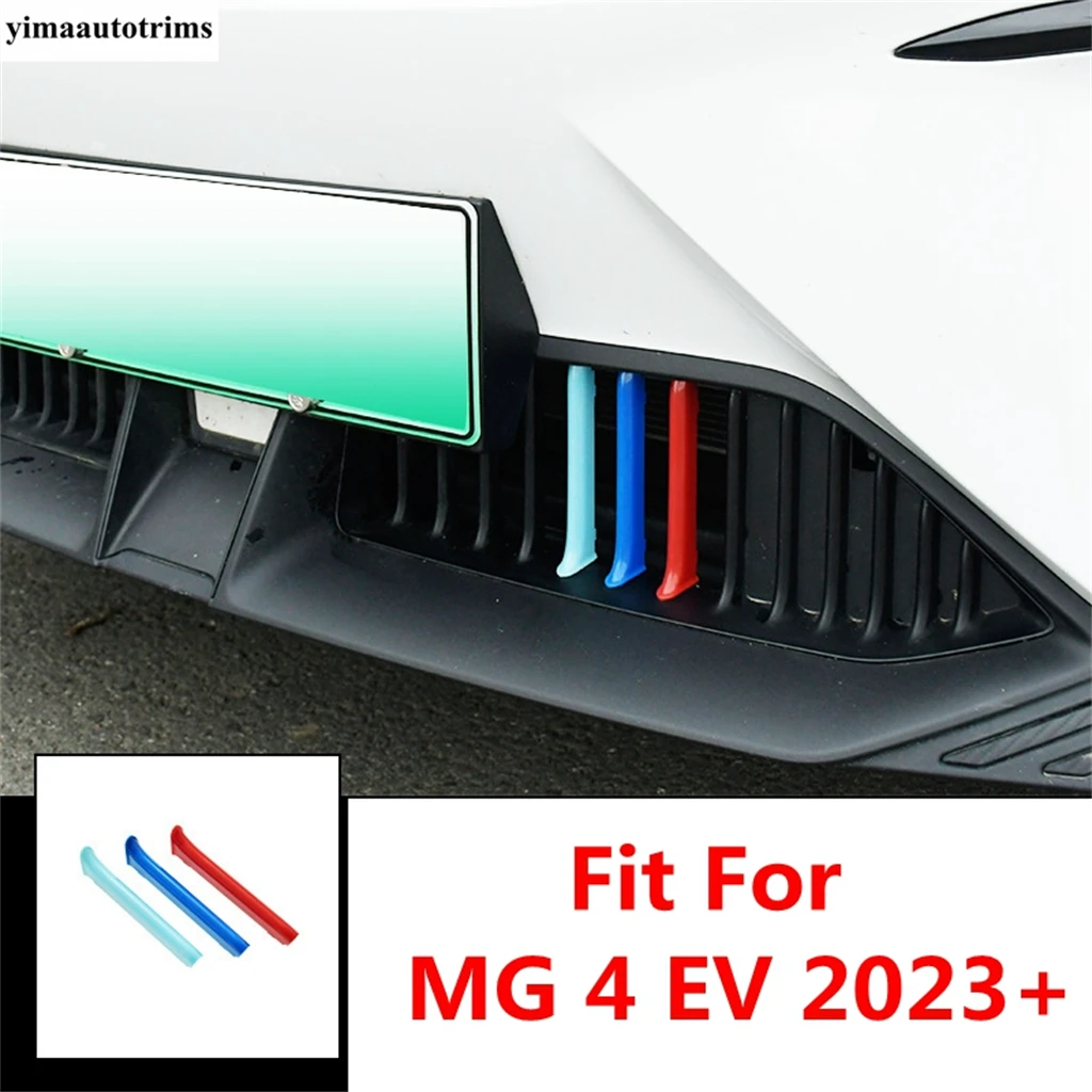 3PCS Tricolor Front Grille Slat Strips Mesh Decoration Cover Trim Fit For MG 4 EV 2023 2024 Car Accessories Exterior Refit Kit