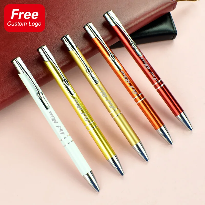 Personalized Customized Logo Multicolor Ball Point Pen Creative Business School Birthday Wedding Small Gift Metal Pen Wholesale