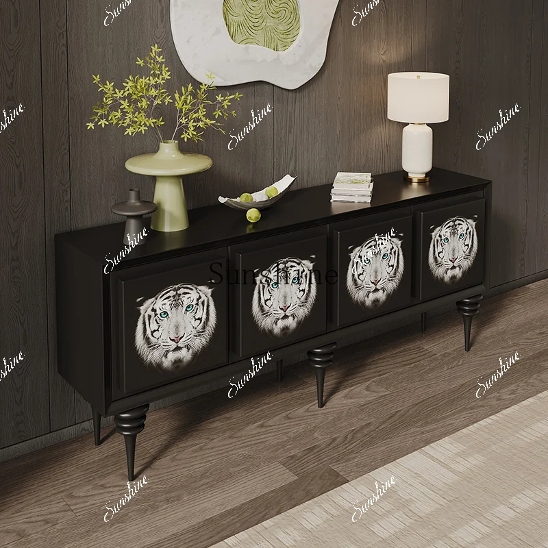 

French retro solid wood living room painted against the wall decorative storage cabinet FT