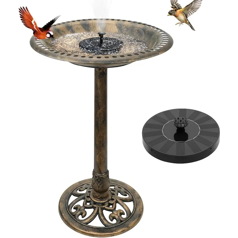 Birdbaths for Outdoors Solar Powered - Large Bird Baths for The Garden with Fountain, Heavy Duty Bird Baths for Clearance Made