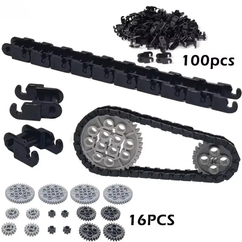 Explosive block track gear accessory kit compatible with LEGO particle tank engineering vehicle model DIY replacement parts