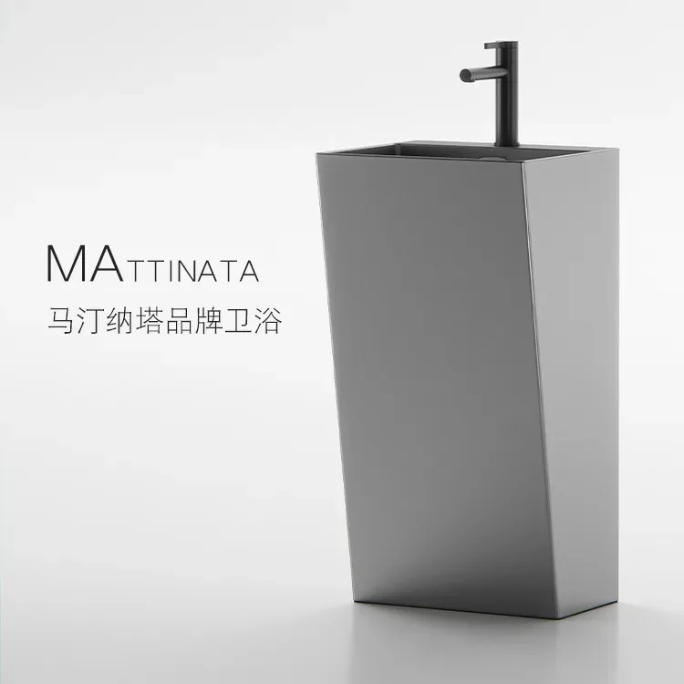 Balcony column type ceramic integrated wash basin Bathroom floor type wash basin