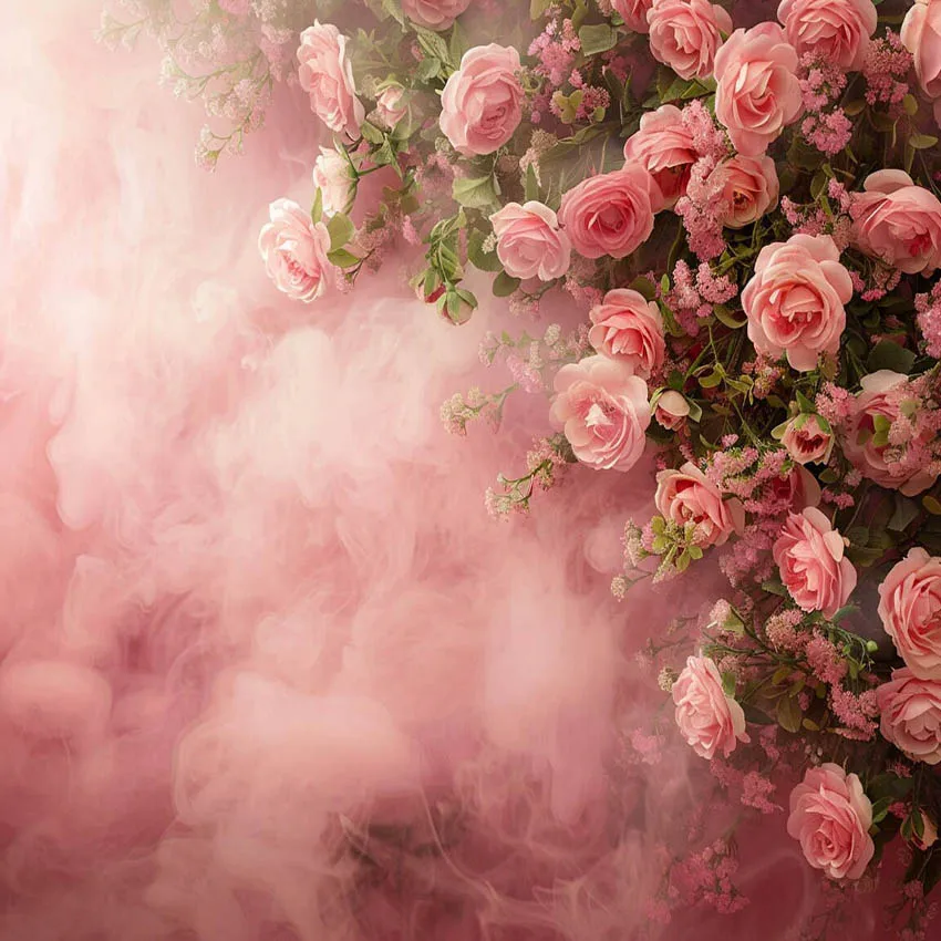 Mehofond Photography Background Pink Rose Wall Floral Smoke Adult Birthday Wedding Maternity Portrait Decor Backdrop Photo Studi