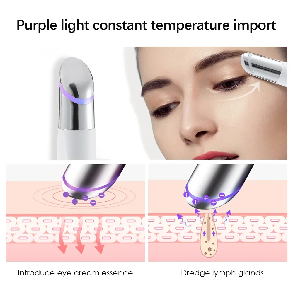 Massageador de olhos elétrico vara led fóton terapia olho elevador da pele círculo escuro cuidados caneta vibração aquecimento anti-rugas saco de olho removedor