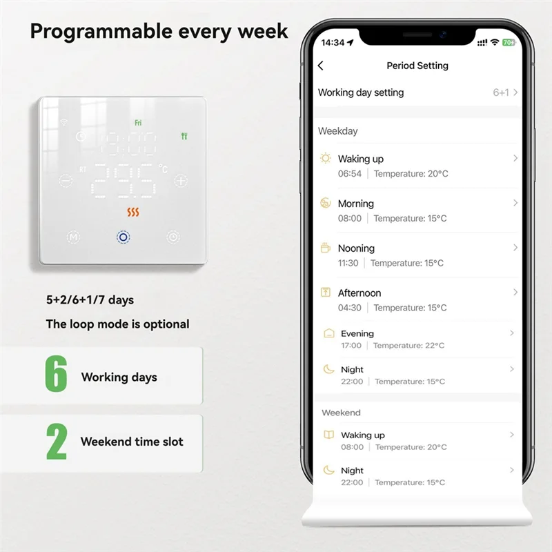 

JABS-Tuya Zigbee умный пол с подогревом для воды/электрического отопления, переключатель контроля температуры, газовый котел, переключатель для умного дома, белый
