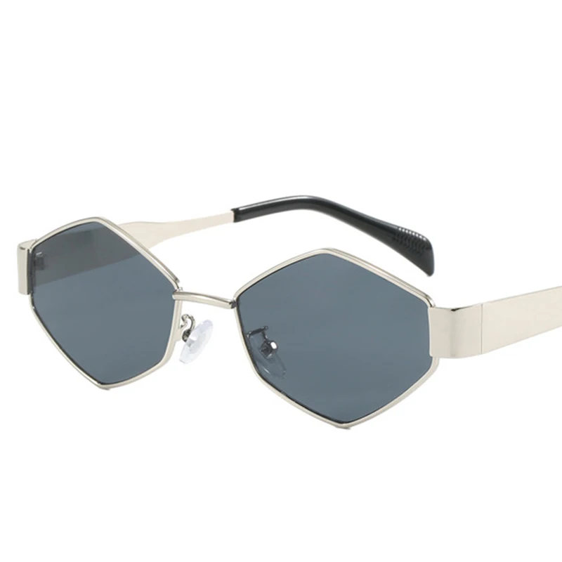 Fashion Polygonal Women Sunglasses Vintage Brand Rhombus Ladies Sun glasses Shades Unique Metal Frame Punk Eyewear Men