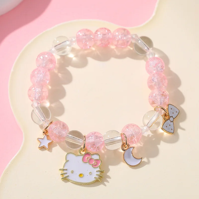 Hello Kitty Crystal Bracelet Sanrio Cinnamon Dog Kulomi Anime Bracelet Gift for Girlfriend Cartoon Couple Hand Ornament