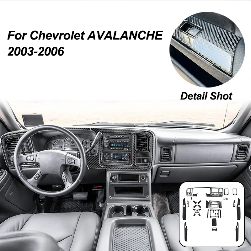 

Car Interior Decoration Protection Carbon Fiber Stickers For Chevrolet AVALANCHE 2003 2004 2005 2006 Auto Styling Accessories
