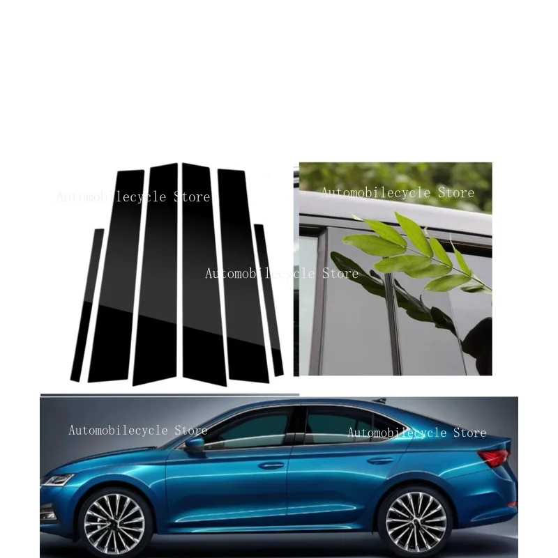 

6PCS Fit For Skoda Octavia Mk3 5E 5 Door Liftback 2014-2019 Gloss Black Pillar Posts Door Window Moulding Trim Cover Sticker