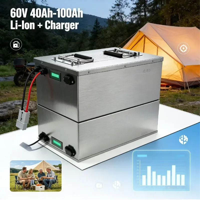 60V 100Ah Commercial Lithium Battery, Heavy-Duty Power Supply for AGV, E-Scooter, Forklift, Sweeper, Sightseeing Car Industrial