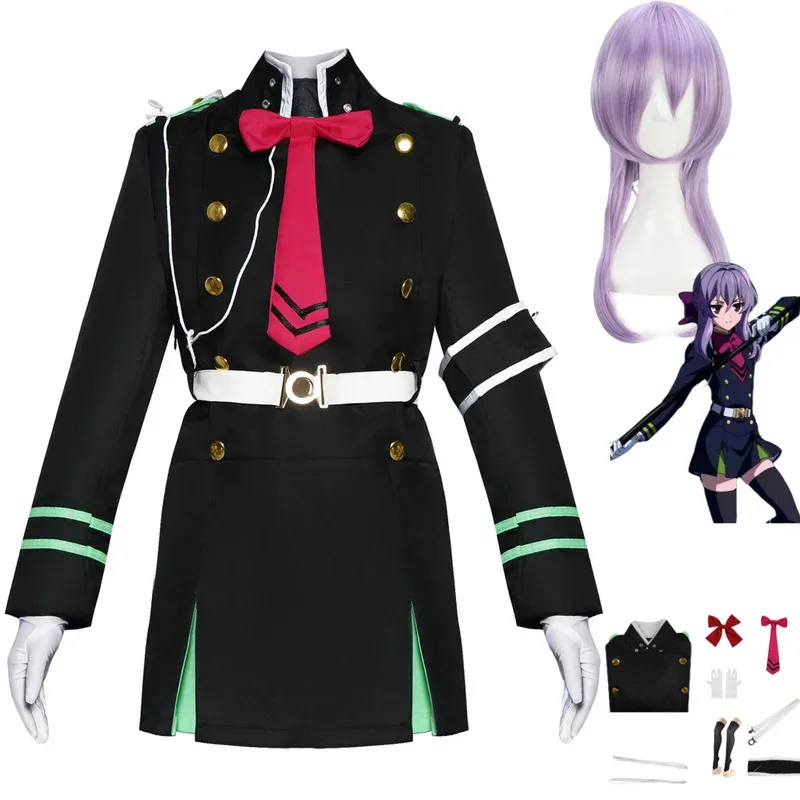 2025년 AAA 애니메이션 오브 더 엔드 시노아 히이라기 코스프레 의상 오와리 노 세라프 군복 드레스 가발 여성 카니발 할로윈