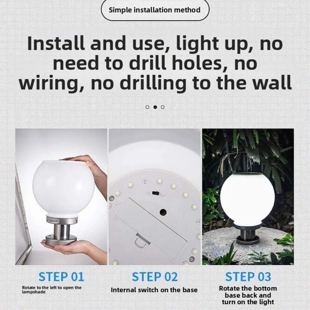 20/25 سنتيمتر عمود مصباح مقاوم للماء 3 اللون الخلايا الشمسية عمود مصباح الفولاذ المقاوم للصدأ ذكي التحكم في الإضاءة الشمسية آخر مصباح #1