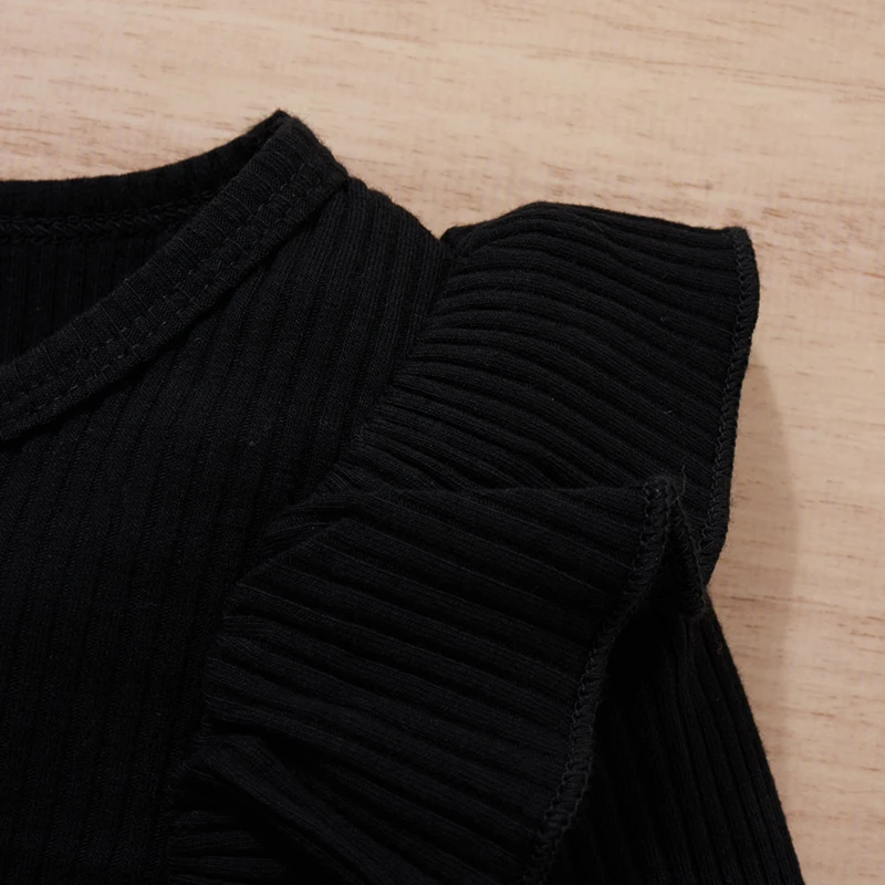 0-4T Toddler Girl Winter 2Pcs Outfit Ruffle Knitted Blouse Pullover Top Corduroy Button Front Short Mini Skirt Set Kid Clothes