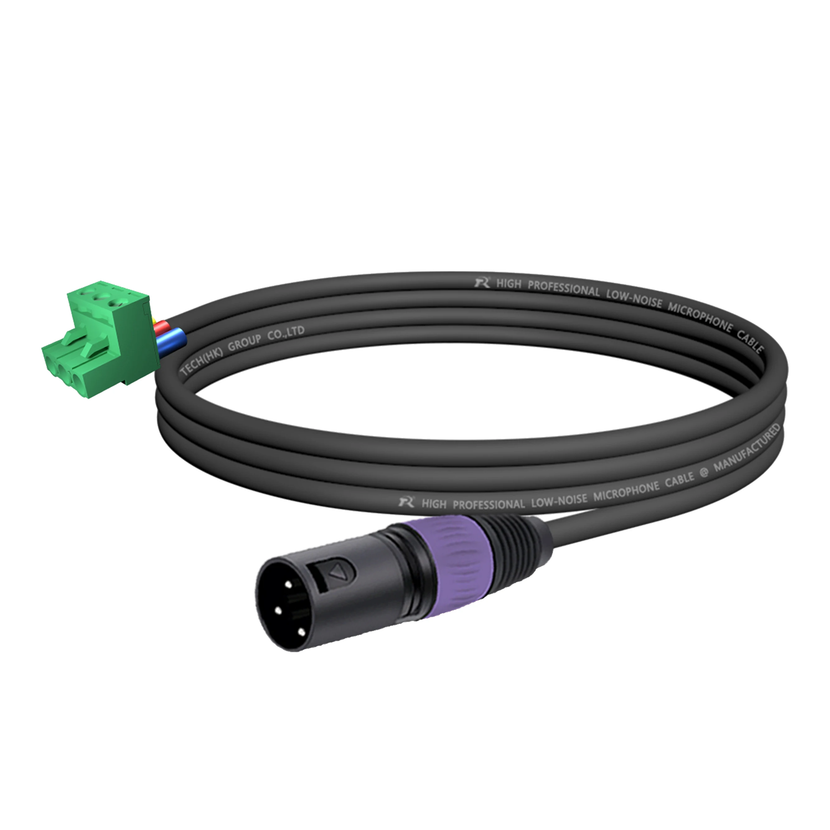 Geräuscharmes Audiokabel, PHX3M/2EDG-5.08 3-poliger Stecker Schraubklemmenblock zu 3P XLR F/M, Schwarze Kabelhülle mit Farbigem Reliefring – Detail 6