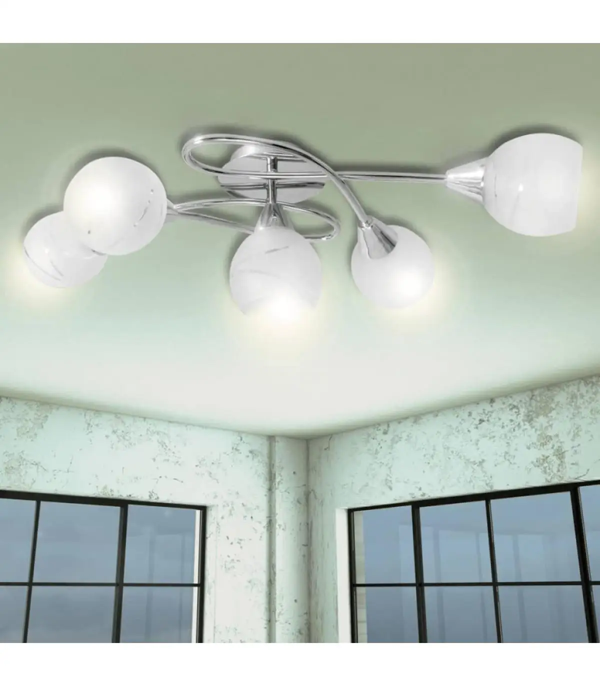 Ceiling sconces ceiling lamp with glass lampshades for 5 bulbs E14