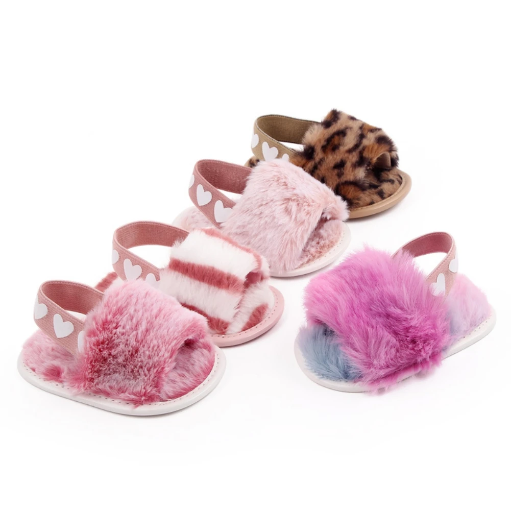 

Thermal Faux Fur Baby Shoes Newborn Winter Soft Sole Flat Princess Walking Shoes Infant Non-Slip First Walkers Warm Slipper