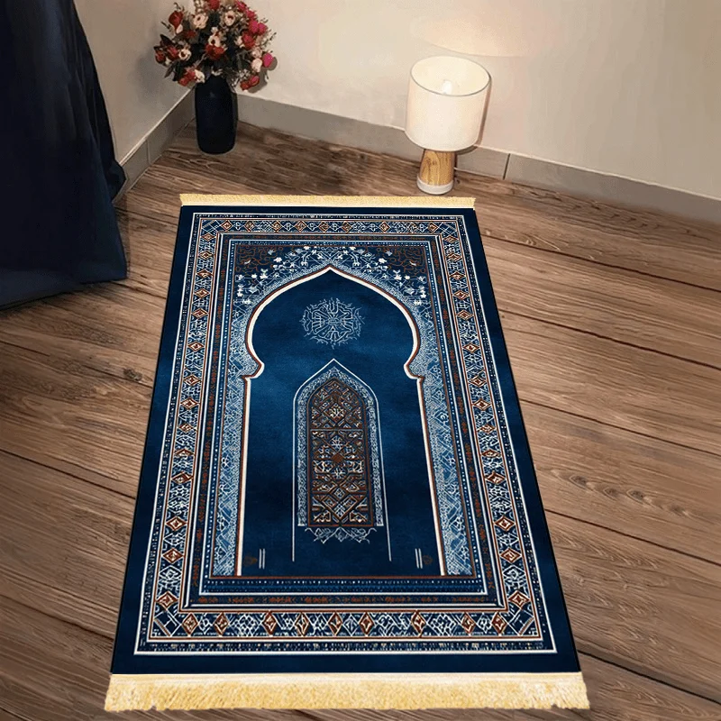 VIKAMA Islamic Bohemian Print Arch Design Washable Travel Prayer Mat, Foldable Muslim Rug for Salah, Eid Gift, Portable Worship