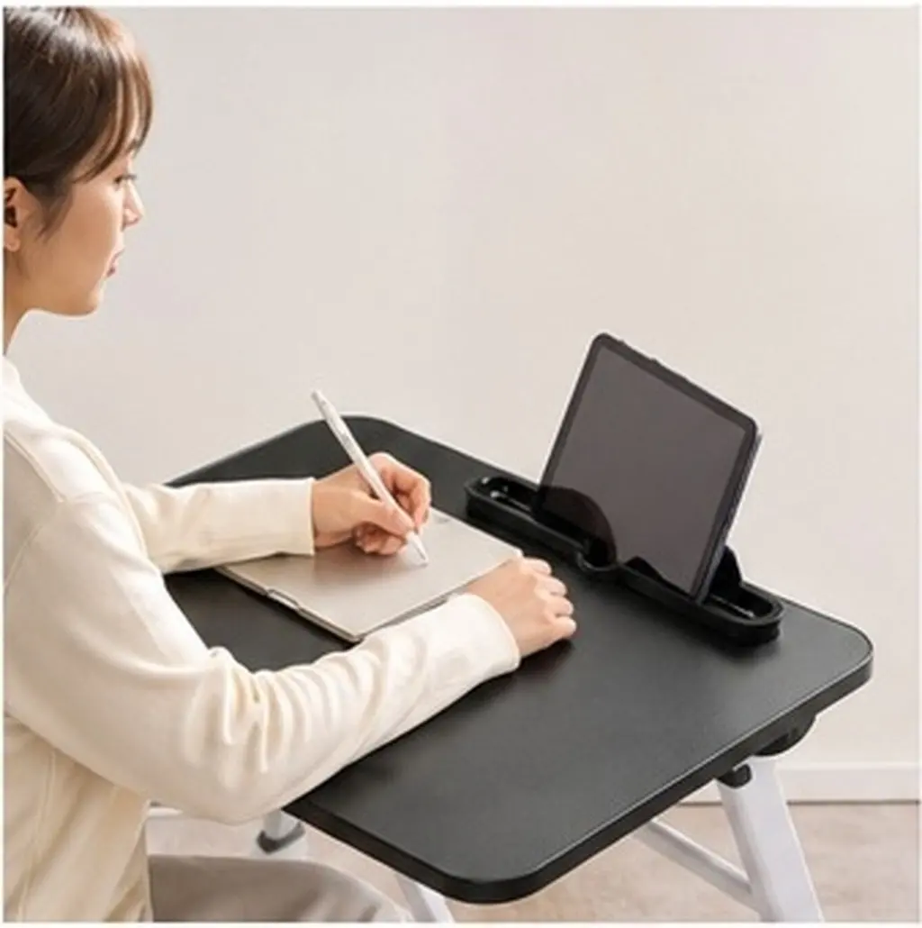 Folding Desk Slot Rail Portable Black Plastic Bracket Steady Tabletop Tablet Groove Lap Table Phone Docking Groove Office Desk