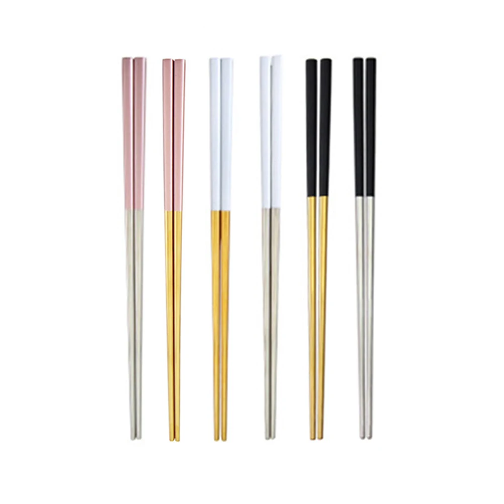 

Stainless Steel Chopsticks 23cm Square Anti-Slip Reusable Dinner Party Cooking Use for Sushi Noodles Rice