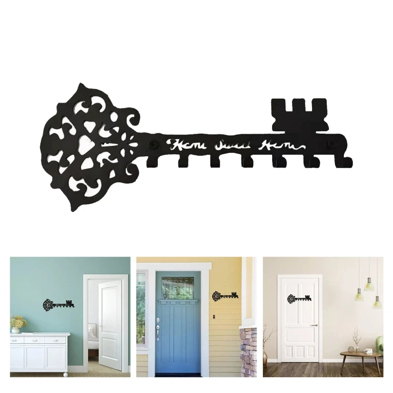 Vintage Key Rack Home Sweet Home Wall Organiser with 7 Hooks Rustic Key Board Hook Home Door Kitchen Hanger Decoration