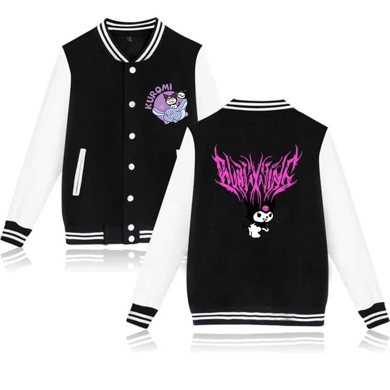 Kawaii Sanrio Kuromi Hoodie Children Baseball Jacket Men Women Sweatshirt Kids Boys Girls Harajuku Jackets Streetwear Coats