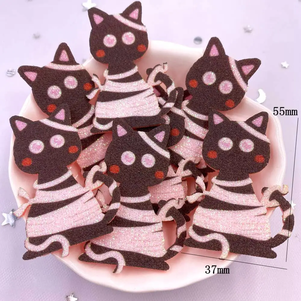 10pcs Glitter Felt Fabric Nonwovens Rainbow Cat Pumpkin Ghost Applique DIY Sewing Patch Halloween decor Supplie Accessorie Craft